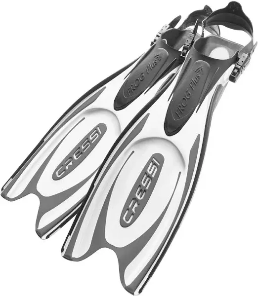 Cressi Frog Plus Adjustable Strap Dive Fins - Black/White