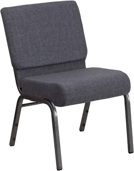 Flash Furniture FD-CH0221-4-SV-DKGY-GG Hercules Series Extra Wide Dark Gray Fabric Stacking Church Chair - Silver Vein Frame, 21&amp;amp;quot;