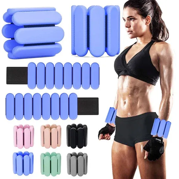 Adjustable Ankle Weights for Women Men,Wrist Weights set for Walking Running,1 Pair (1Lbs Each) Silicone Workout Weights for gym fitness, Jogging,yoga,pilates,strength training,physical therapy