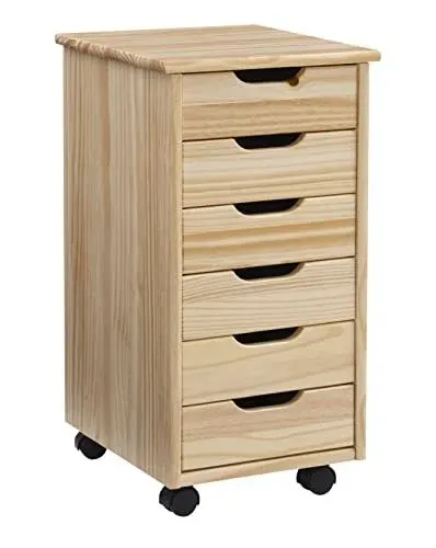 Linon Home Decor Products Corinne Six Drawer Rolling Cart