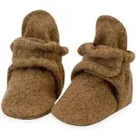 Zutano Cozie Fleece Gripper Booties in Mocha Heather