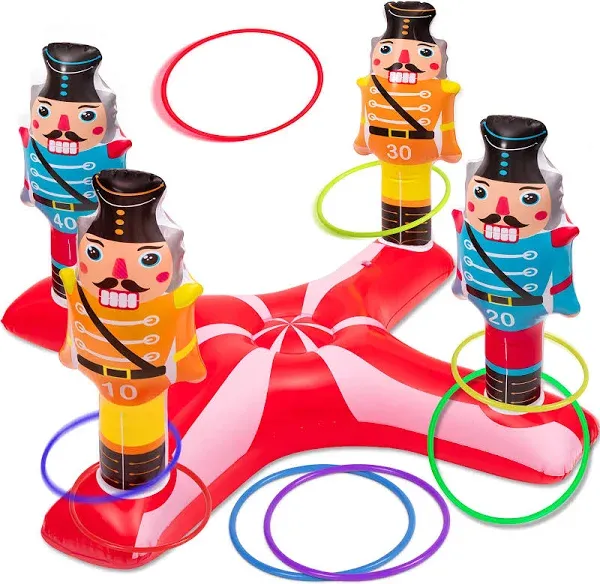 Christmas Games - Inflatable Nutcrackers Ring Toss Game for Kids Adults Famil...