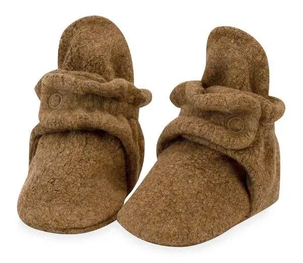 Zutano Cozie Fleece Baby Bootie - Heather Mocha