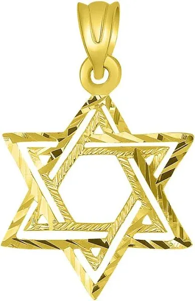 14K Gold Star of David Pendant Necklace