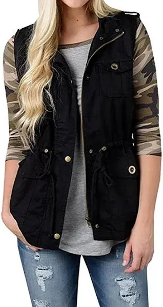 SENSERISE Womens Utility Vest Lightweight Military Vests Outerwear Sleeveless Jacket Anorak Coat with Pockets