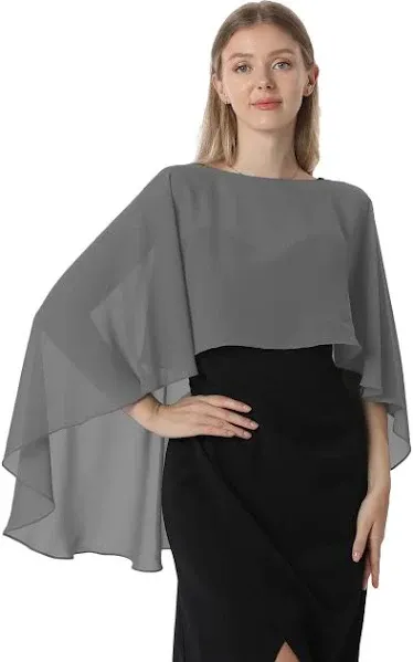 Hotshawl Capelets for Women Chiffon Cape Shawls and Wraps for Evening Dress Wedding Capes Cover Up