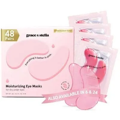 pink under eye patches for dark circles by grace & stella - 48-pairs - grace & stella