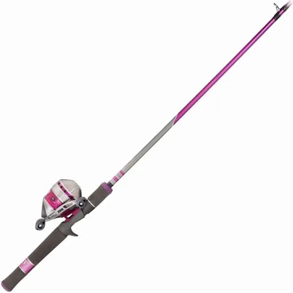 33 Spincast Reel &amp; 6&#039; Fishing Rod Combo with EVA Handle - Pink Design