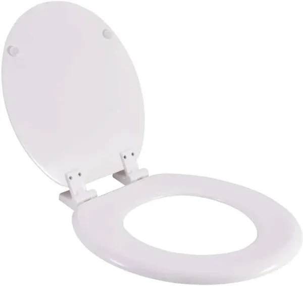 EZ-FLO White Plastic Toilet Seat with Lid, Elongated, 65903