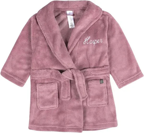 Embroidered Infant &amp; Toddler Girls Rose Shawl Collar Robe