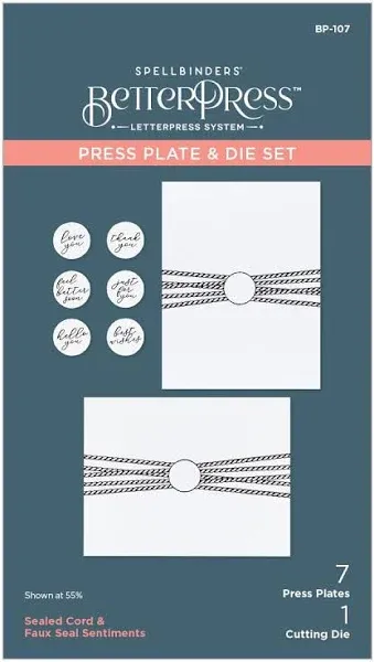 BetterPress Sealed Cord & Faux Seal Sentiments Press Plate & Die Set