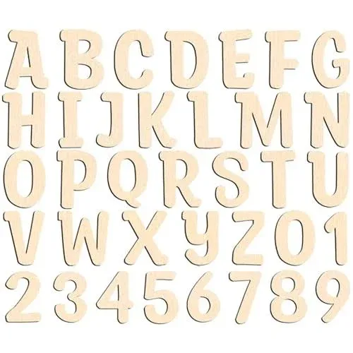 Wooden Letters 4 Inch for Crafts Unfinished Wood Letters 4 inch and Numbers Set Focal20 Small Wooden Alphabet Letters for DIY Painting Arts Home Decorations Wall Decor Kids Spelling Learning 72Pcs