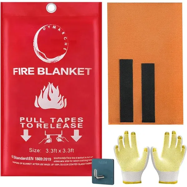 UY Marché Silicone Fire Blanket for Home and Kitchen 40"x40" Fireproof Blanket for Emergency Survival