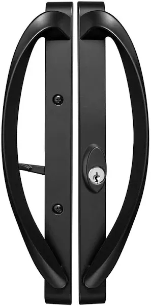 Rockwell Security Modena Contemporary Sliding Door Offset Keylock Handle Set in Matte Black Fits 3-15 16 inch CtC Screw Holes at MechanicSurplus.com