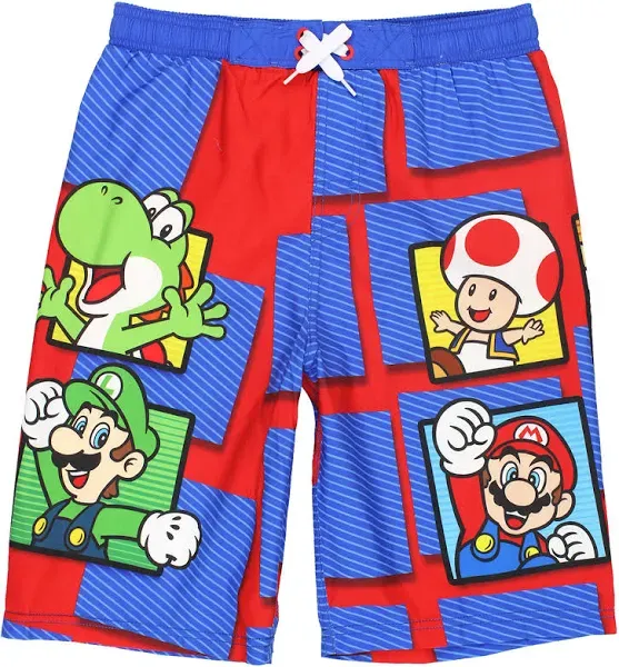 Super Mario Swim Trunks Shorts Nintendo Boys M EUC