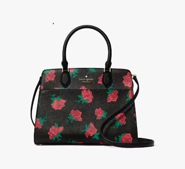 Kate Spade Madison Rose Toss Printed Leather Satchel