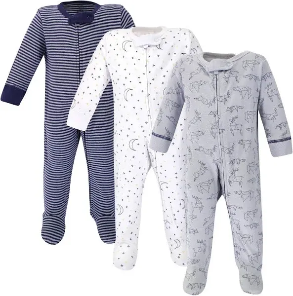 Touched by Nature Baby Organic Cotton Zipper Sleep and Play 3pk