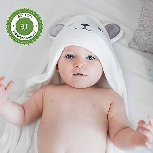 HIPHOP PANDA Hooded Towel Rayon Made from Bamboo Bath Towel with Bear Ears for Newborn