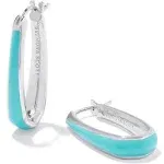 Kendra Scott Kelsey Silver Tone Hoop Earrings in Turquoise Enamel