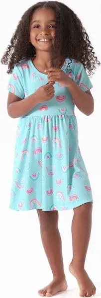 Infant &amp; Toddler Girls Rainbow Sky Buttery Soft Viscose Made from Eucalyptus Twirl Dress