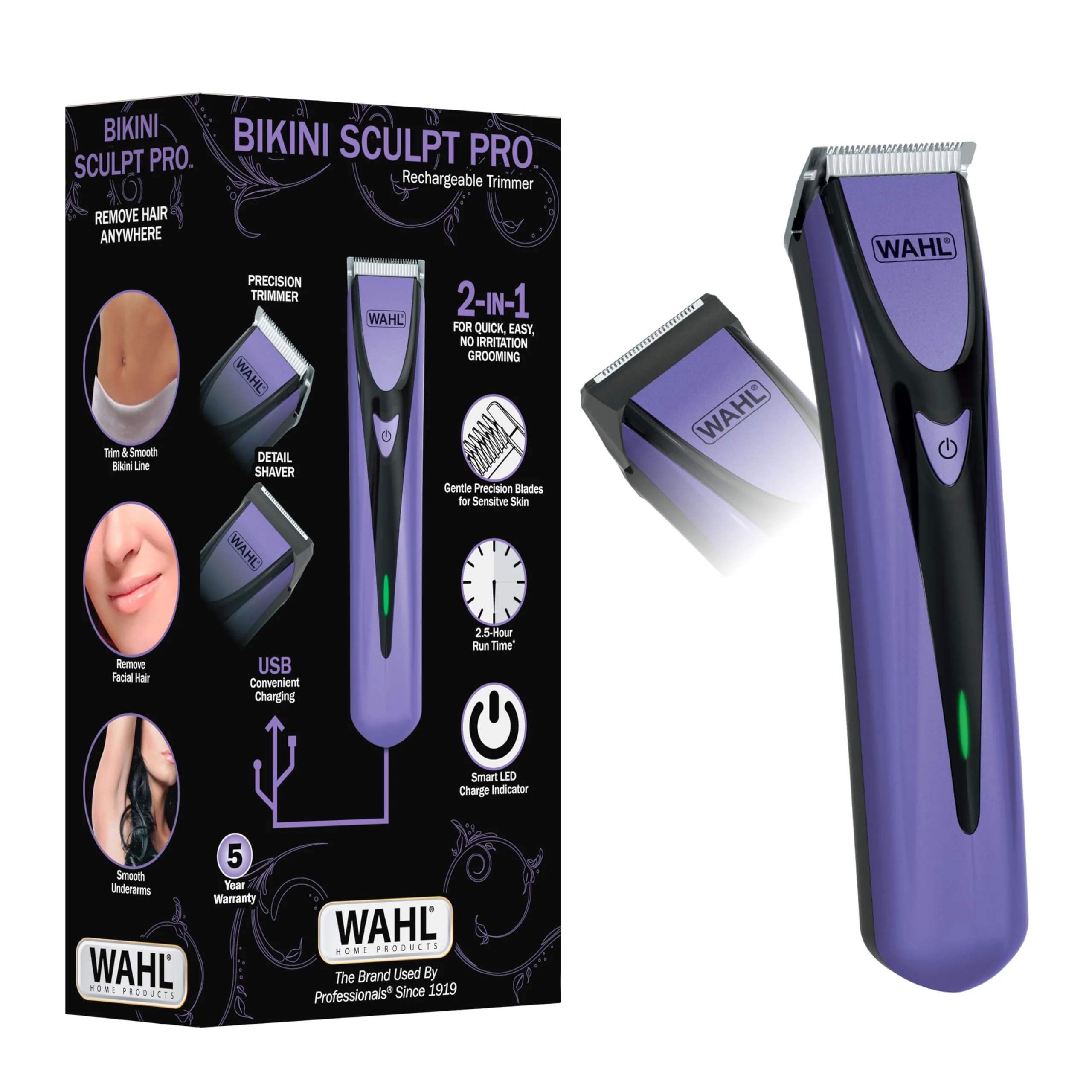 Wahl Bikini Sculpt Pro 2 in 1 Electric Shaver and Bikini Trimmer