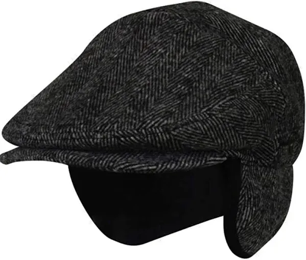 Epoch Hats Company Wool Blend Herringbone Ivy Cabbie Hat with Fleece Earflaps