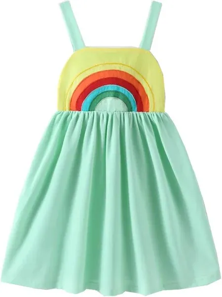 Frogwill Toddler Girls Fifties Summer Dress Blue Rainbow 2-7Y