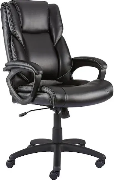 Staples Kelburne Luxura Ergonomic Faux Leather Swivel Executive Chair, Black