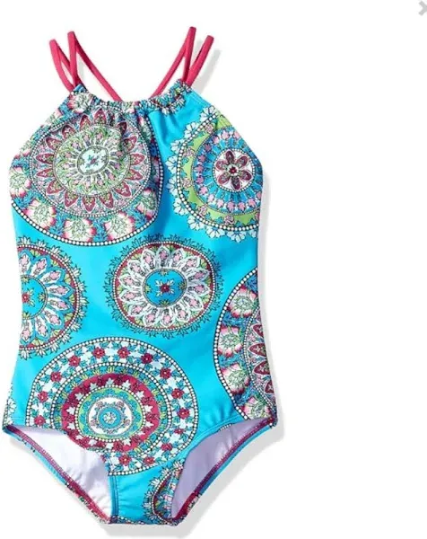 Kanu Surf Girls' Beach Sport Halter One Piece Swimsuit