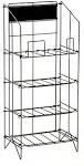 Displays2go Wire Newspaper Stand with 4 Shelves, Free-Standing, Adjustable-Height Pockets, with Nameplate - Black (NRWREGONE)