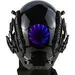 foymi Cyberpunk Mask Helmet Futuristic Mask with Infinity Mirror Lights Techwear Mask Cosplay Costume