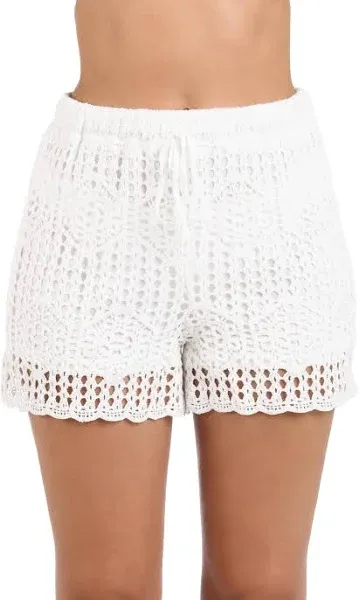 La Blanca Beach Swim Cover Up Shorts - Ivory/Cream