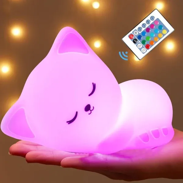 Mubarek Baby Night Light for Kids, 16 Colors Dimmable Kids Night Light, Remote Silicone Night Lights for Kids Room,1200m