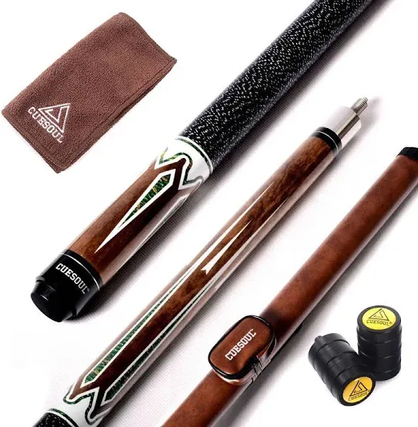  58 Inch 19oz/20oz Maple Billiard Stick Pool Cue Set 13mm 19oz-Brown+CAS<wbr/>E