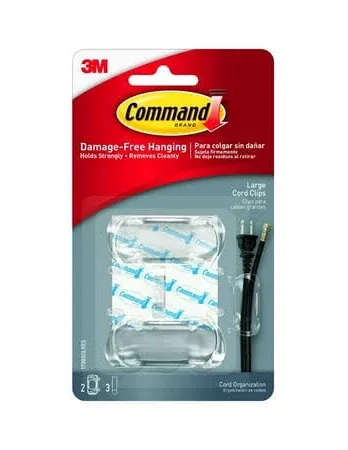 2PK CLEAR COMMAND LG CORDCLIPS