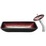 Swiss Madison Cascade Rectangular Glass Vessel Sink with Faucet