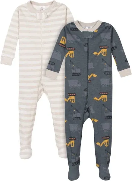 Gerber Baby & Toddler Boys 2-Pack Snug Fit Footed Cotton Pajamas