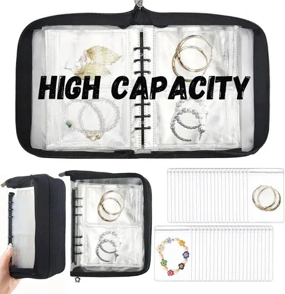 High Capacity Jewelry Organizer Travel Earring Organizer Case Transparent Jew...