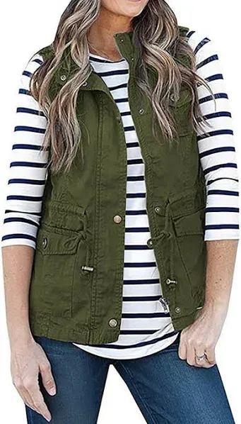 SENSERISE Womens Utility Vest Lightweight Military Vests Outerwear Sleeveless Jacket Anorak Coat with Pockets