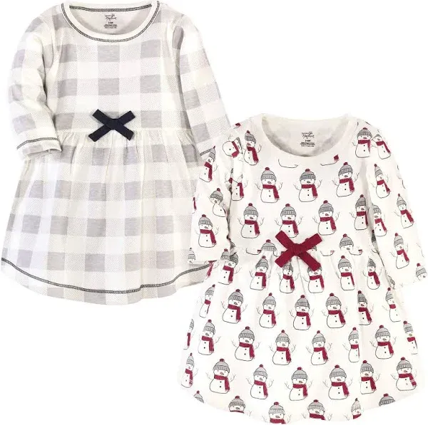 Touched by Nature Baby Organic Cotton Dresses, Snowman Long Sleeve 2-Pack