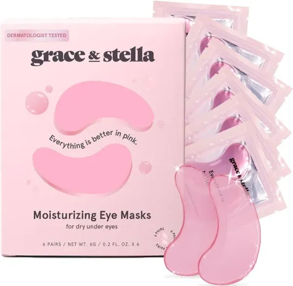 pink under eye patches for dark circles by grace & stella - 24-pairs - grace & stella