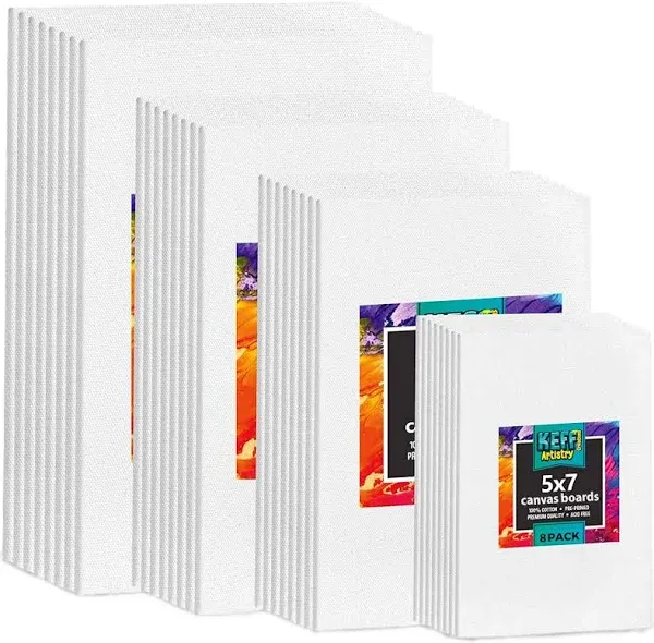  32-Pack Bulk Canvas for Painting, 32 Pack - 8 of Each, 5x7, 8x10, 9x12, 11x14