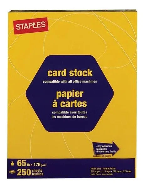 Staples 21107 8.5" x 11" Bright Yellow Brights Cardstock Paper - 250 ct