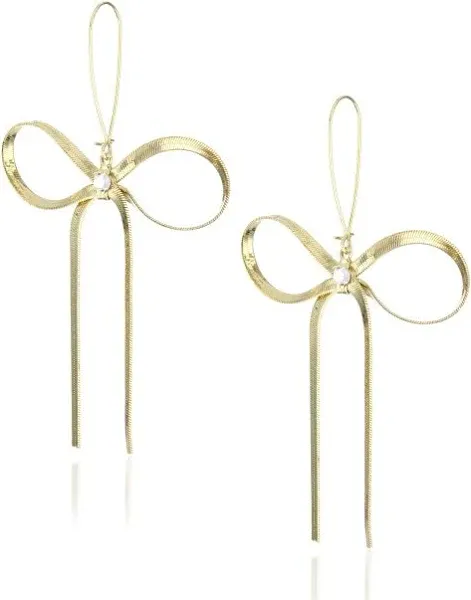 Betsey Johnson Textured Bow Drop Earrings