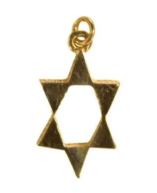 14K Yellow Gold Star of David Pendant Charm Necklace