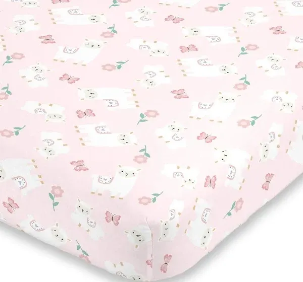 Little Love by NoJo Sweet Llama and Butterflies Fitted Crib Sheet