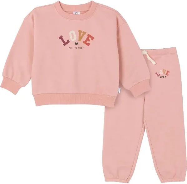 Gerber Baby & Toddler Girls' 2-Piece Fleece Sweatshirt & Jogger Set