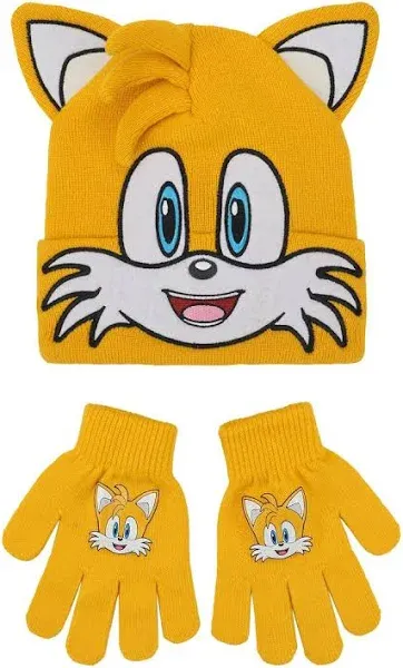 Sonic The Hedgehog Big Face Tails 2-Piece Beanie & Magic Gloves Set