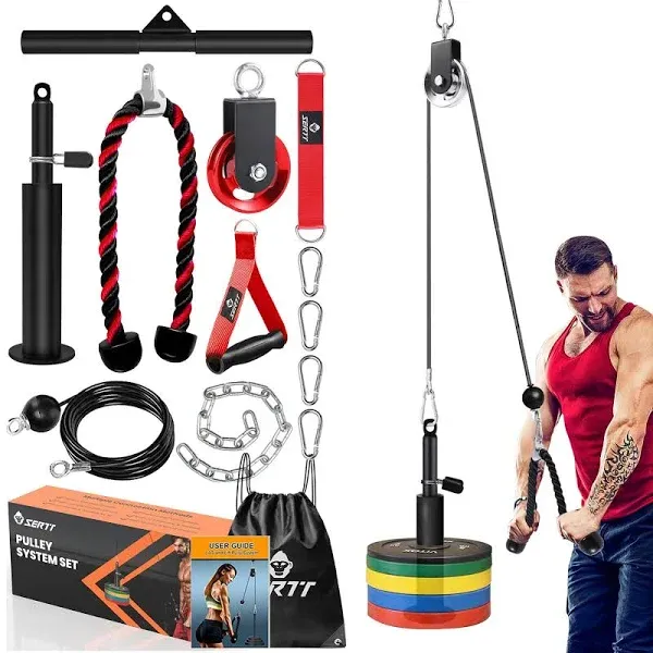 Home Gym Pulley System, Tricep Workout Pulley System for LAT Pulldown, Biceps C