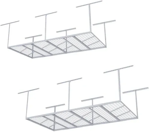 FLEXIMOUNTS Overhead Garage Storage Rack,Adjustable Garage Storage Organization Systerm,Heavy Duty Metal Garage Ceiling Storage Racks